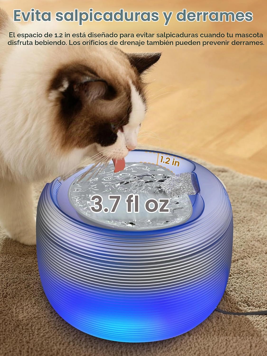 SIBAYS Fuente de agua para gatos de 3.5 L, fuentes de gran capacida...