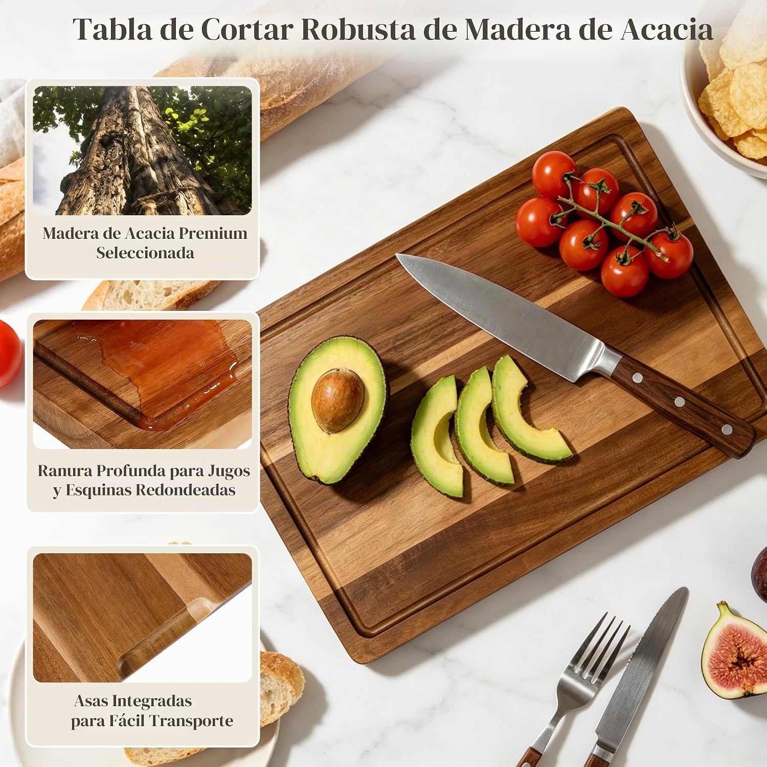 Juego de tabla de cortar de acero inoxidable y tabla de cortar de m...