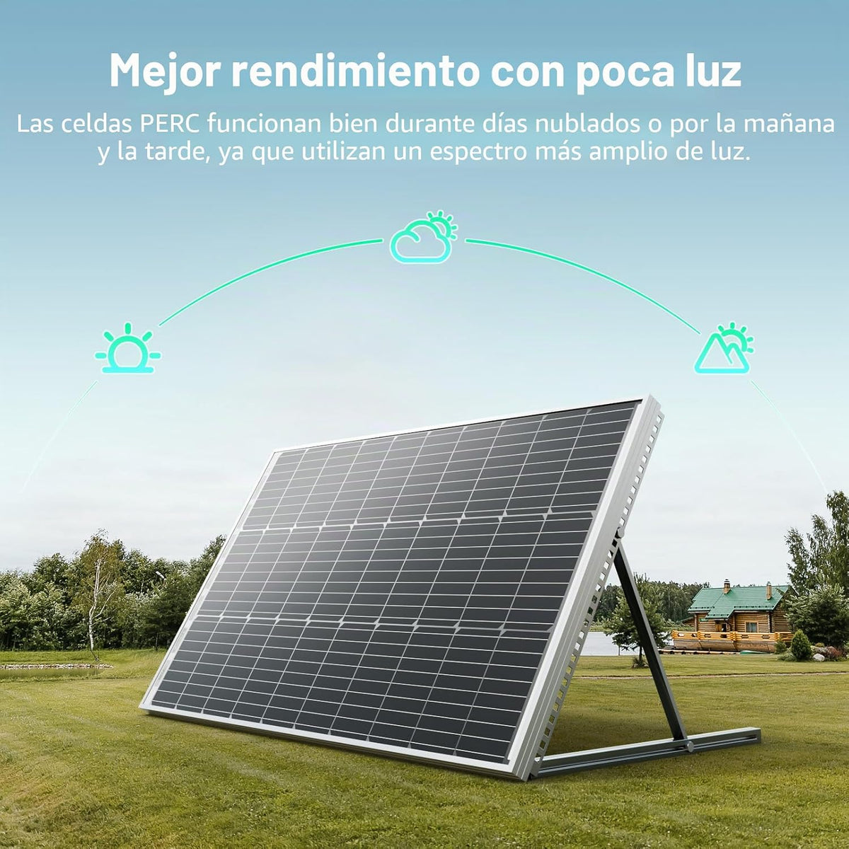 HQST - Panel solar monocristalino de 100 W y 12 V, módulo de alta e...