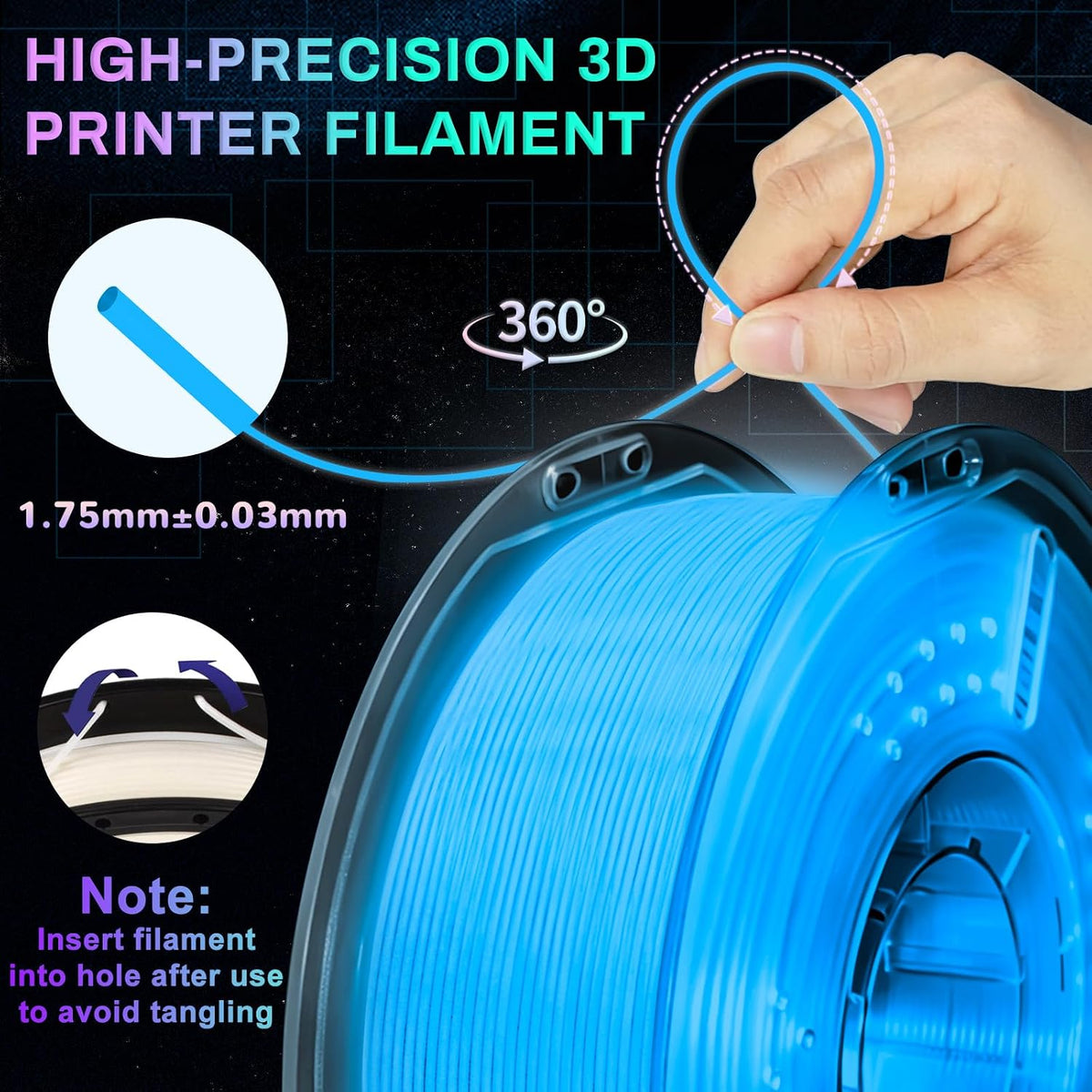 Frucindra Filamento de impresora 3D PLA+ que brilla en la oscuridad...