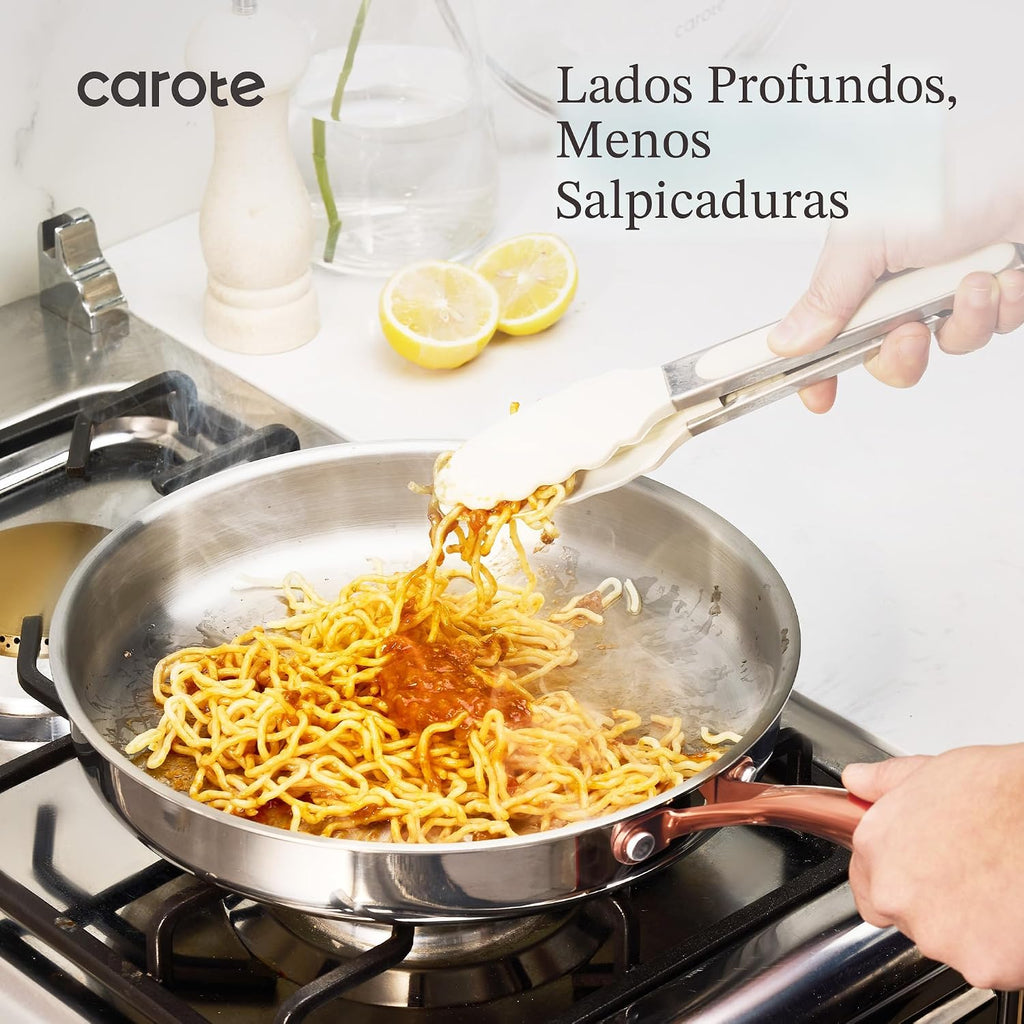 CAROTE Sartén de 10 Pulgadas de Acero Inoxidable de Tres Capas, Sar...