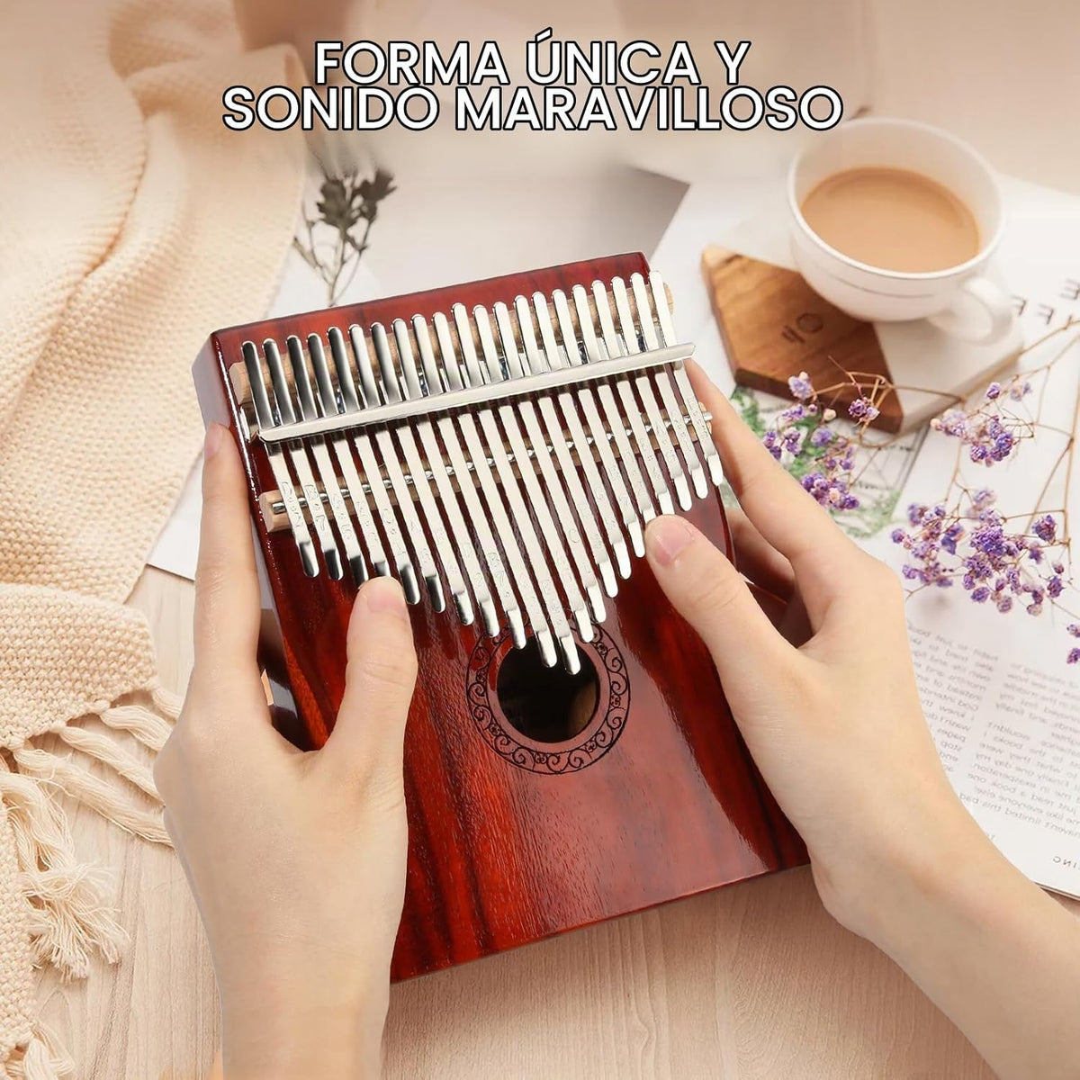 Kalimba - Piano de pulgar portátil de 21 teclas Mbira con martillo...