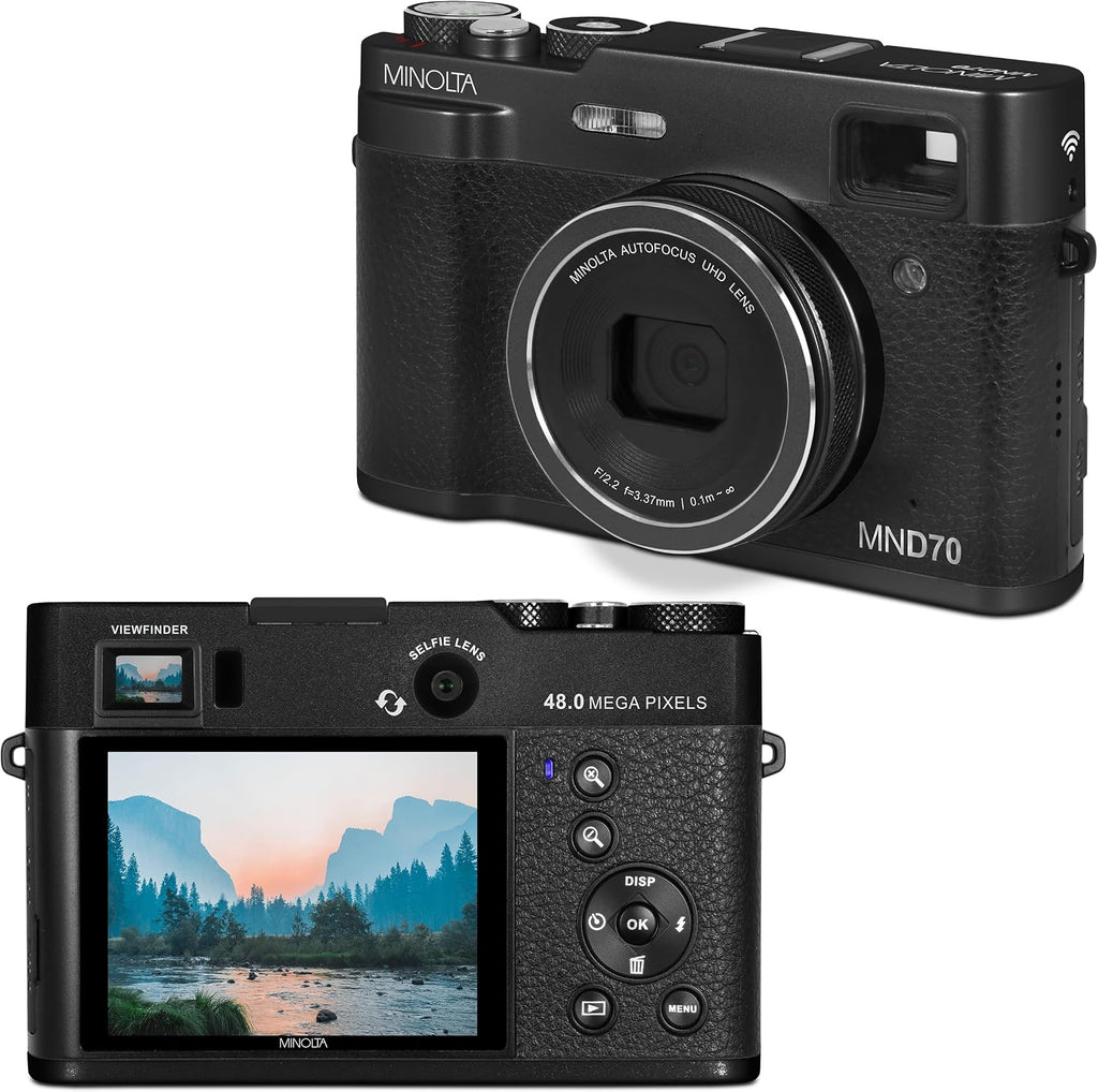 Minolta Cámara digital retro \u2013 Compacta de 48MP con enfoque au...