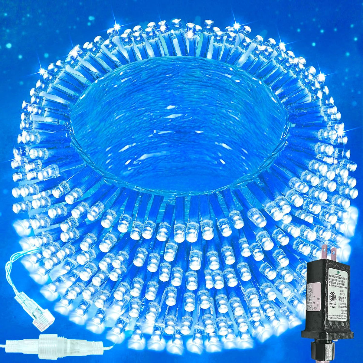 Guirnalda de 200 luces LED conectables, luces de Navidad de 66 pies...