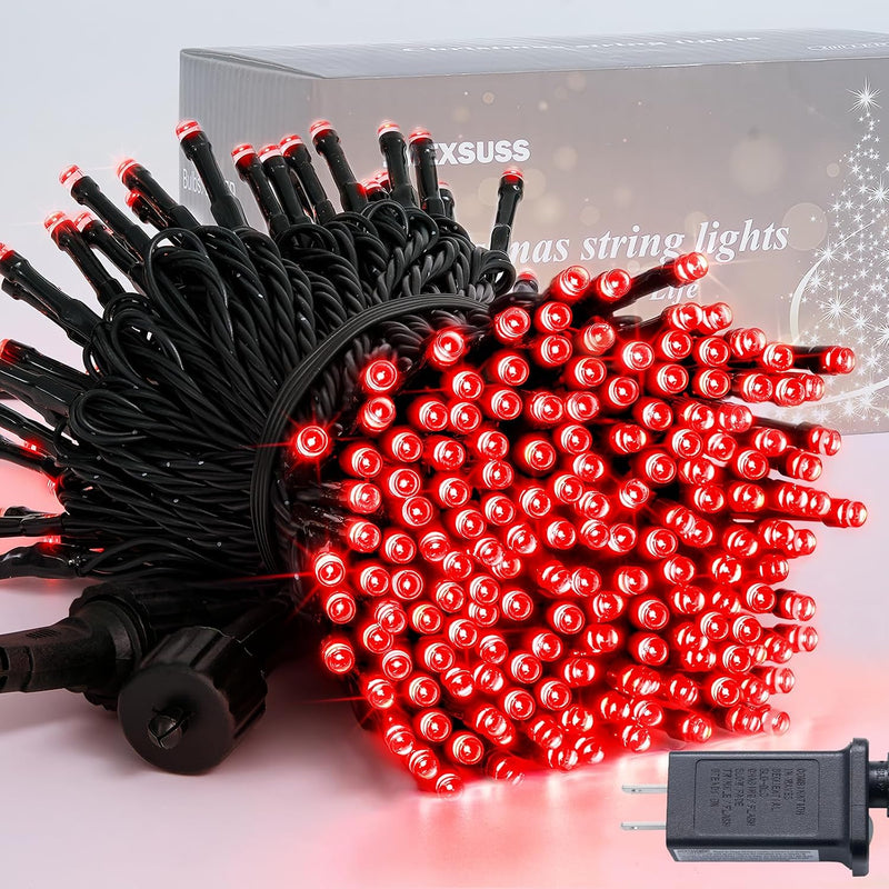 JMEXSUSS 250 luces LED rojas para Halloween, 91.5 pies de luces roj...