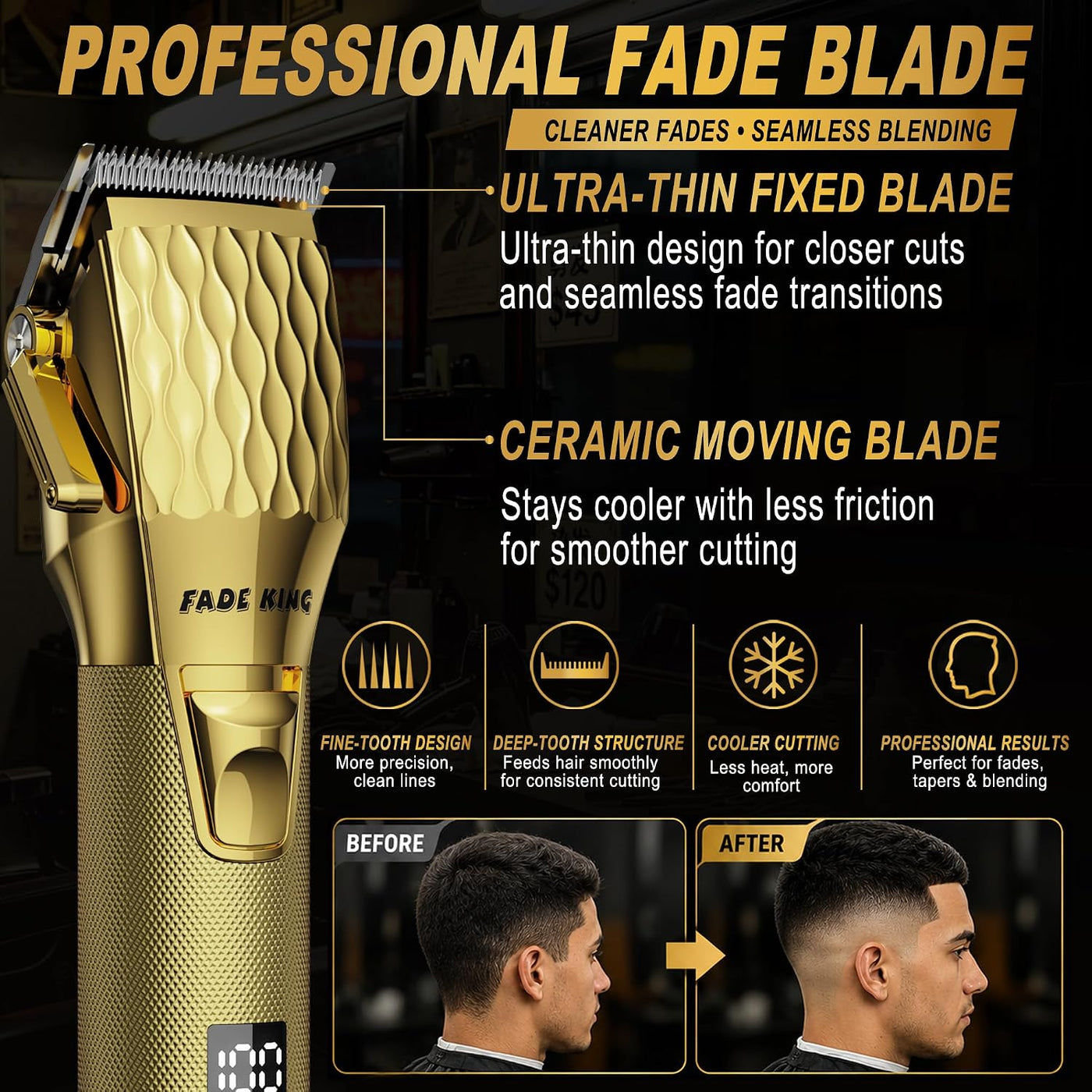 FADEKING Cortadora de pelo profesional para hombres, kit de cortado...