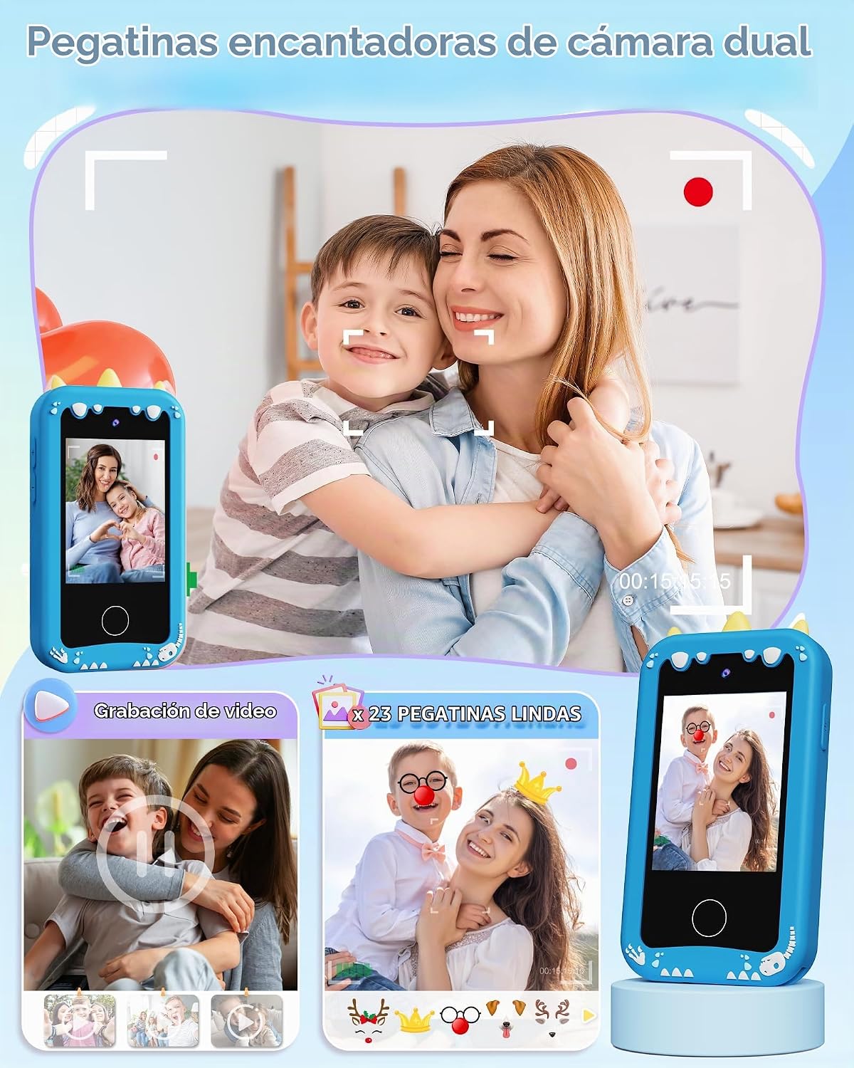 KOKODI Teléfono inteligente para niños, pantalla táctil HD con cáma...