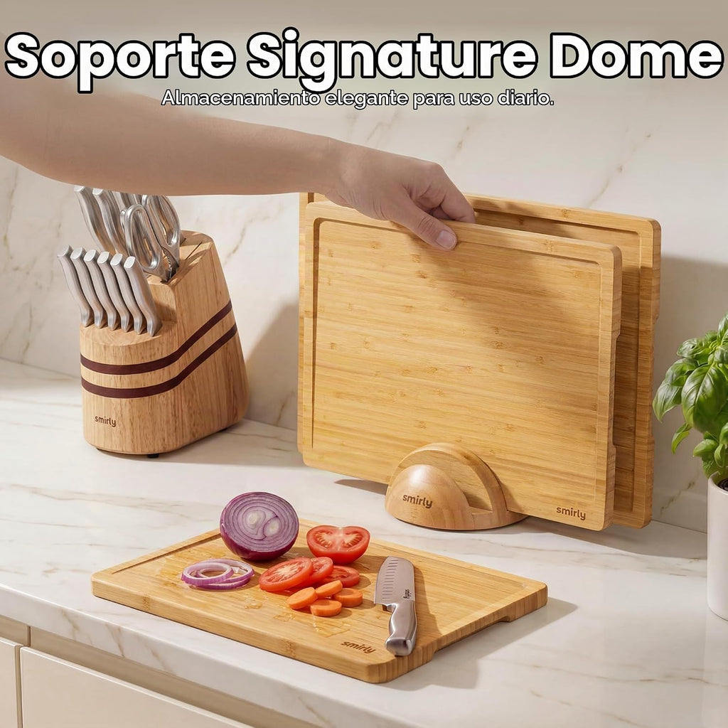 SMIRLY Tablas de Cortar de Madera para Preparación de Comidas y Ser...