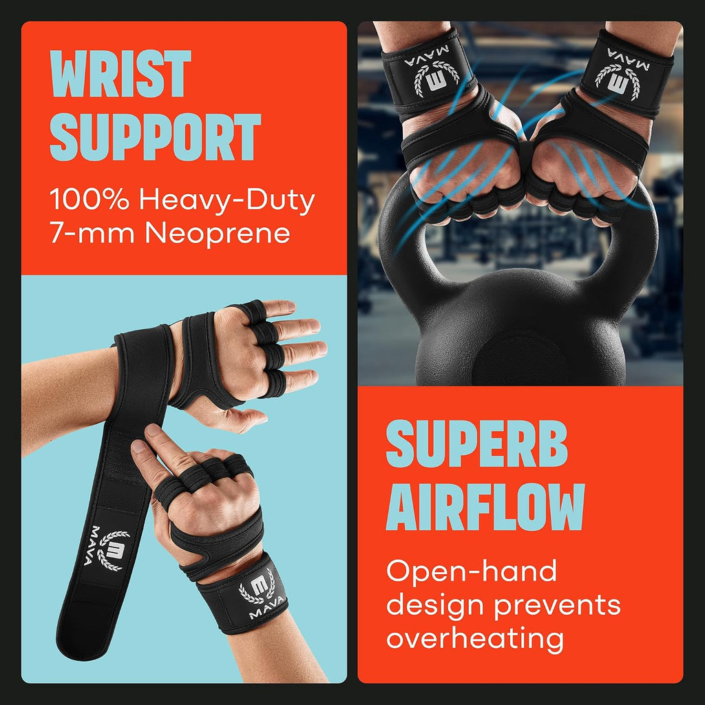 Mava Sports Guantes de levantamiento de pesas con soporte para muñe...