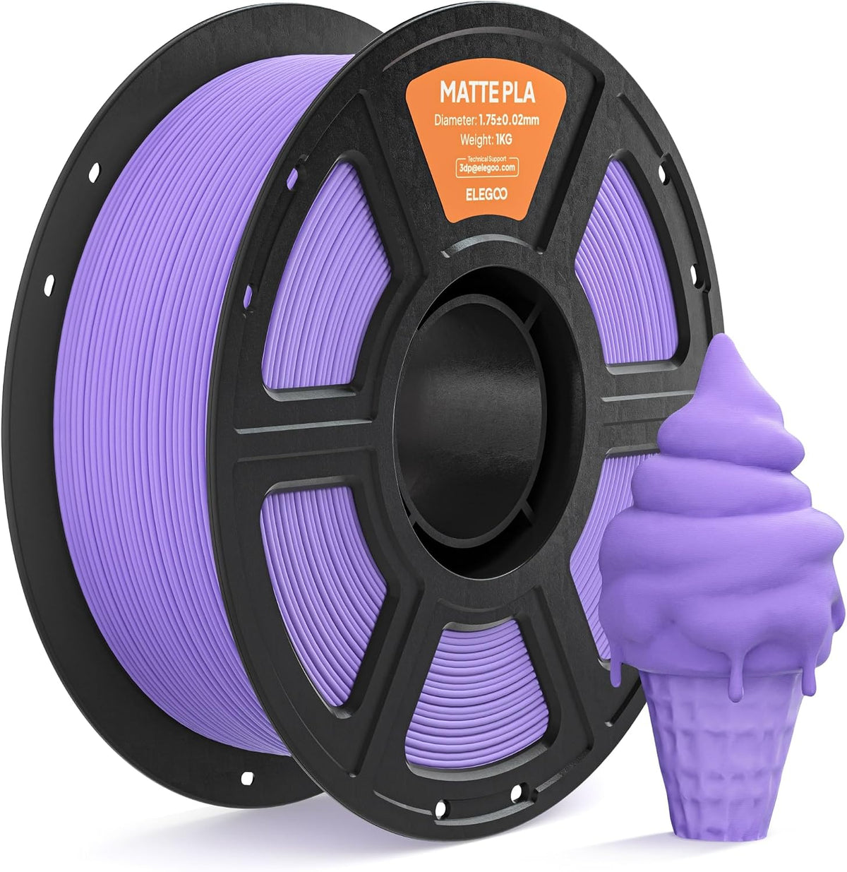 ELEGOO Filamento PLA mate para impresora 3D de 0.07 in, morado lava...