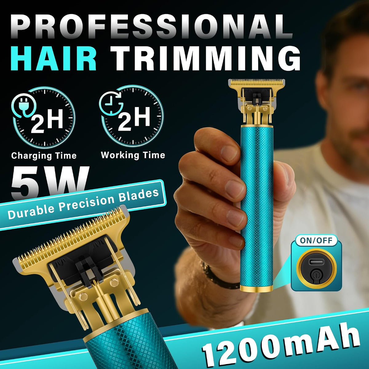 Cortapelos para hombres con pantalla LED, kit de aseo inalámbrico d...