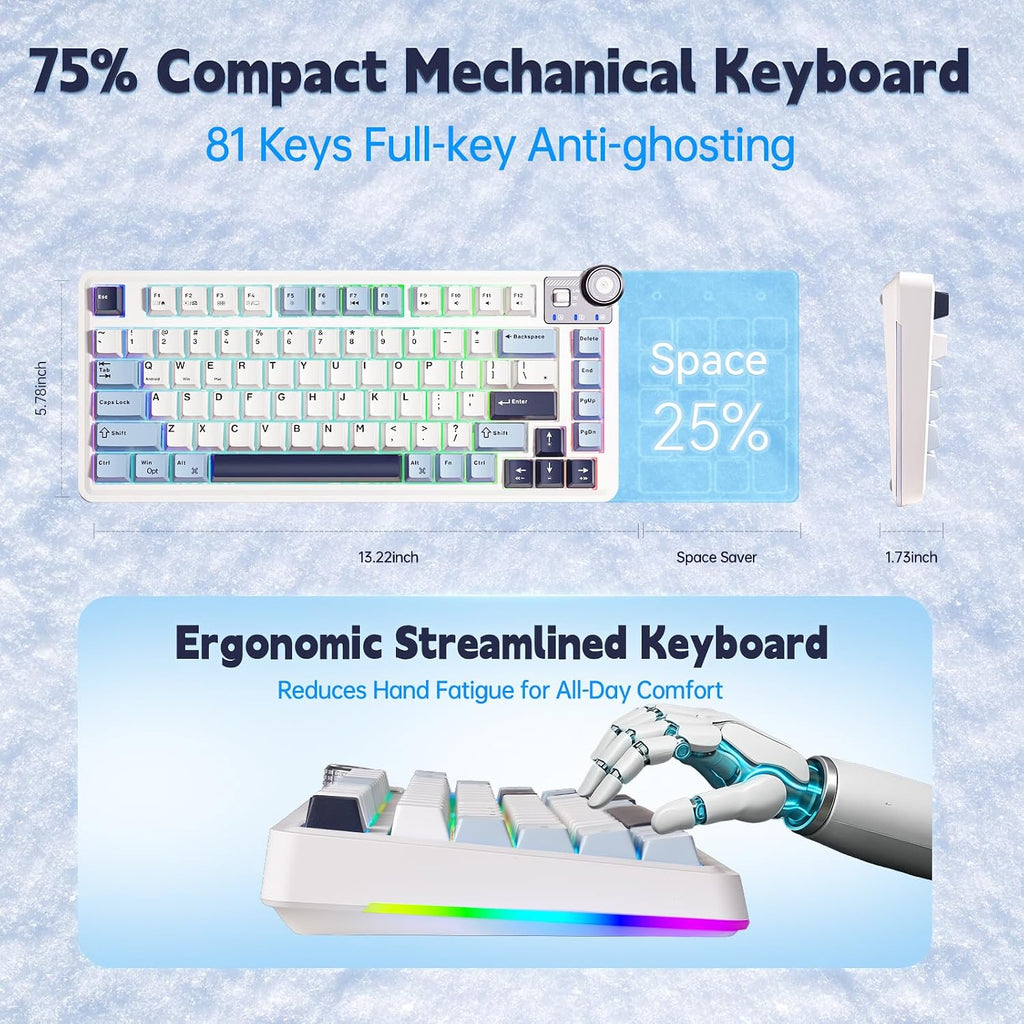 Teclado mecánico inalámbrico Aula, teclado para juegos intercambiab...