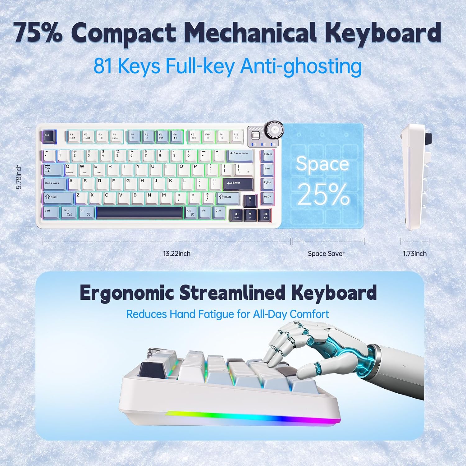 Teclado mecánico inalámbrico Aula, teclado para juegos intercambiab...