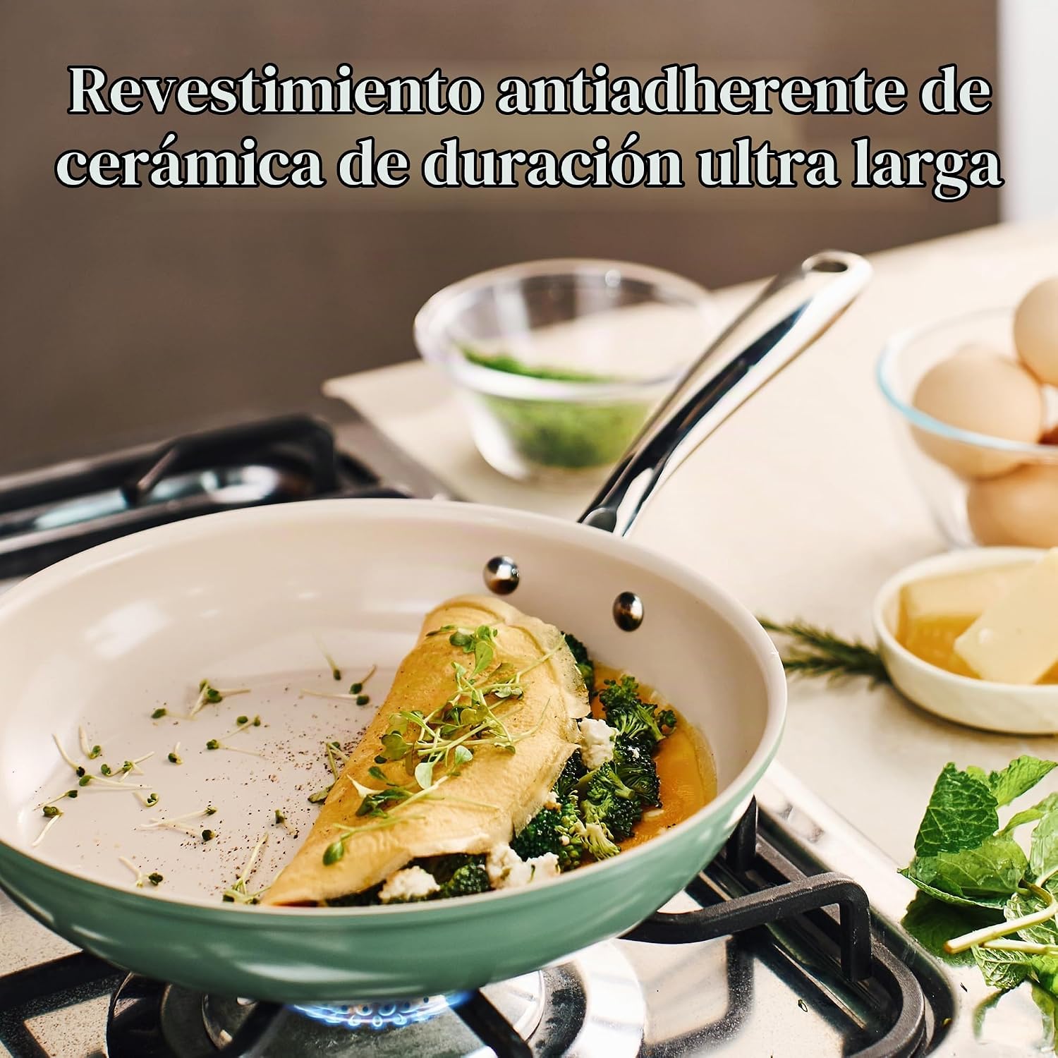 Redchef Juego de sartenes de cerámica antiadherente, sartenes de ce...