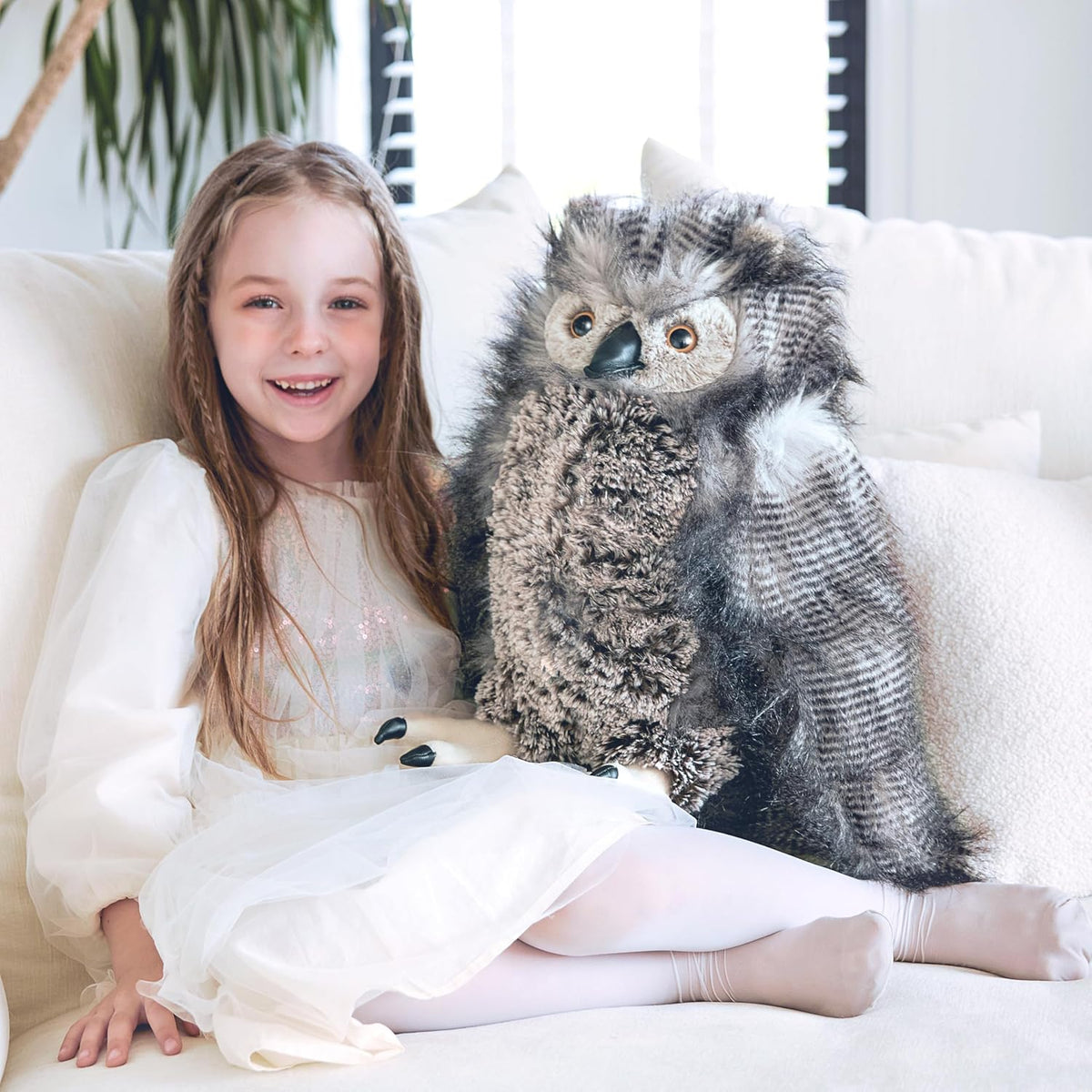 IKASA Juguete de peluche realista de búho gigante, 17 pulgadas, gra...