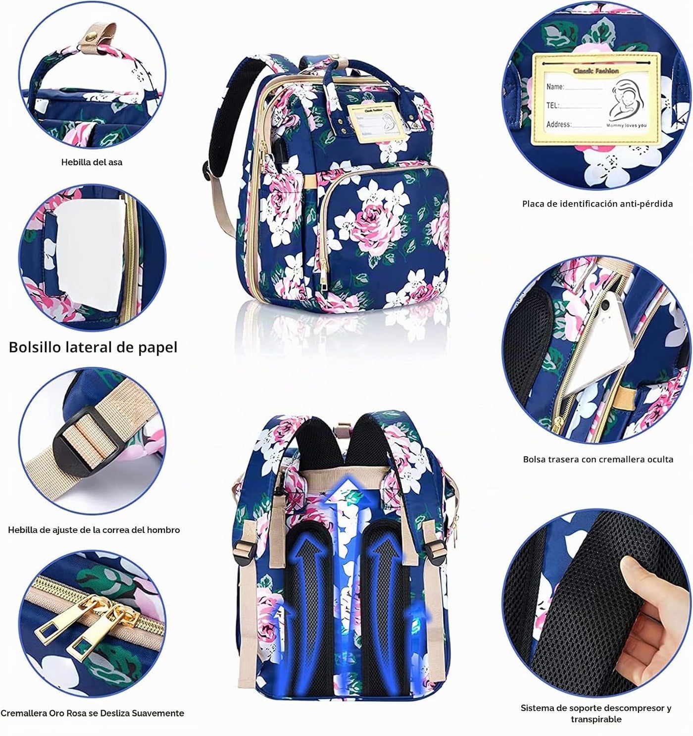 GurZinn Mochila para Pañales con Estación de Cambio, Plegable para...