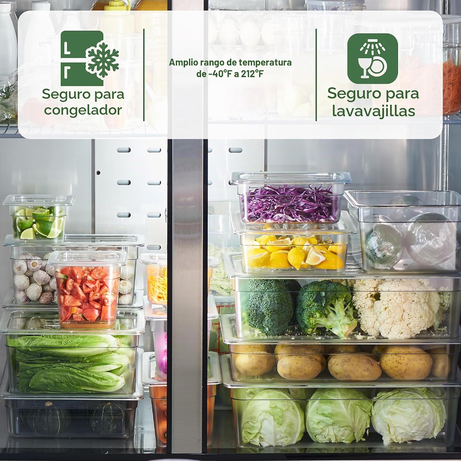 CURTA Paquete de 6 Recipientes para Alimentos de Policarbonato NSF...