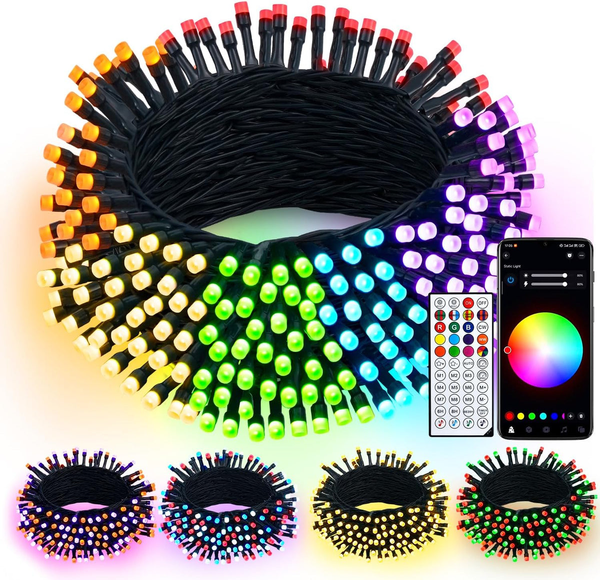 JMEXSUSS 250 luces LED inteligentes que cambian de color para Hallo...