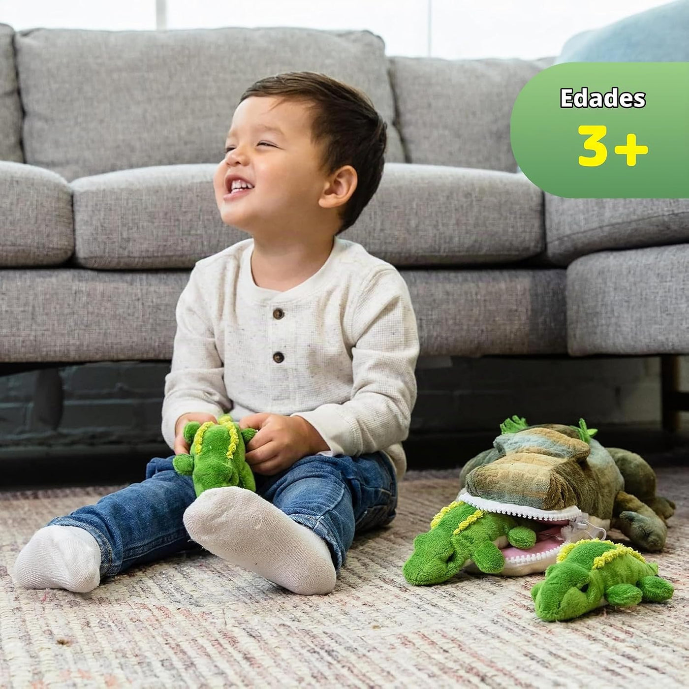 PREXTEX Juguetes de peluche de cocodrilo con 3 animales de peluche...