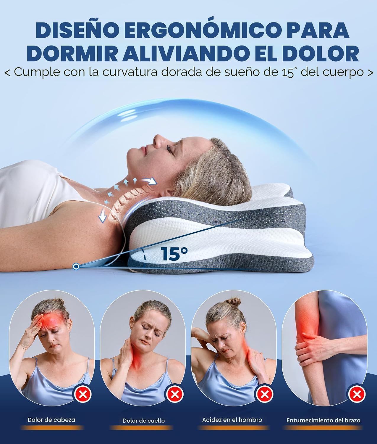 Almohada cervical para el cuello 5X para aliviar el dolor, almohada...