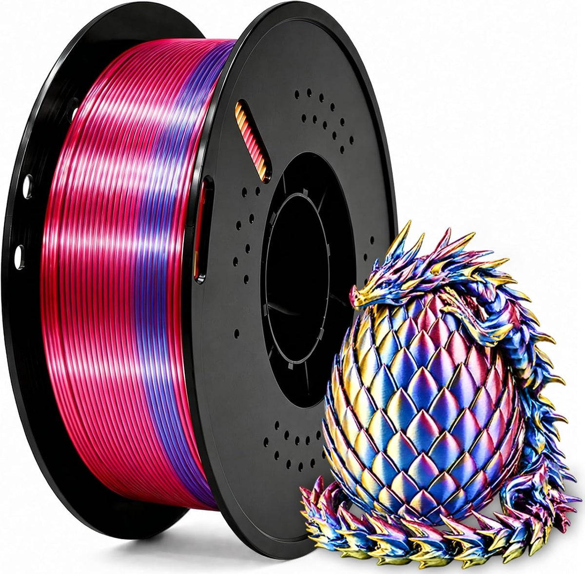 Frucindra Filamento de impresora 3D PLA+ de seda presecado, filamen...