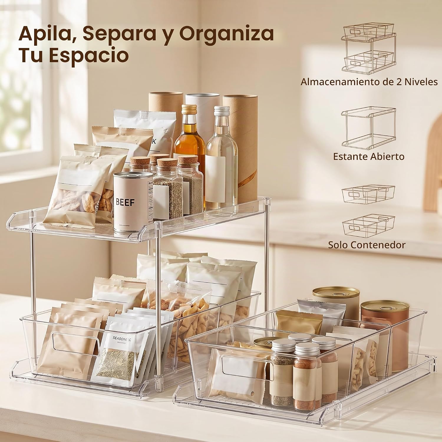 Fabspace Organizador Extraíble para el Hogar, Paquete de 2 Organiza...