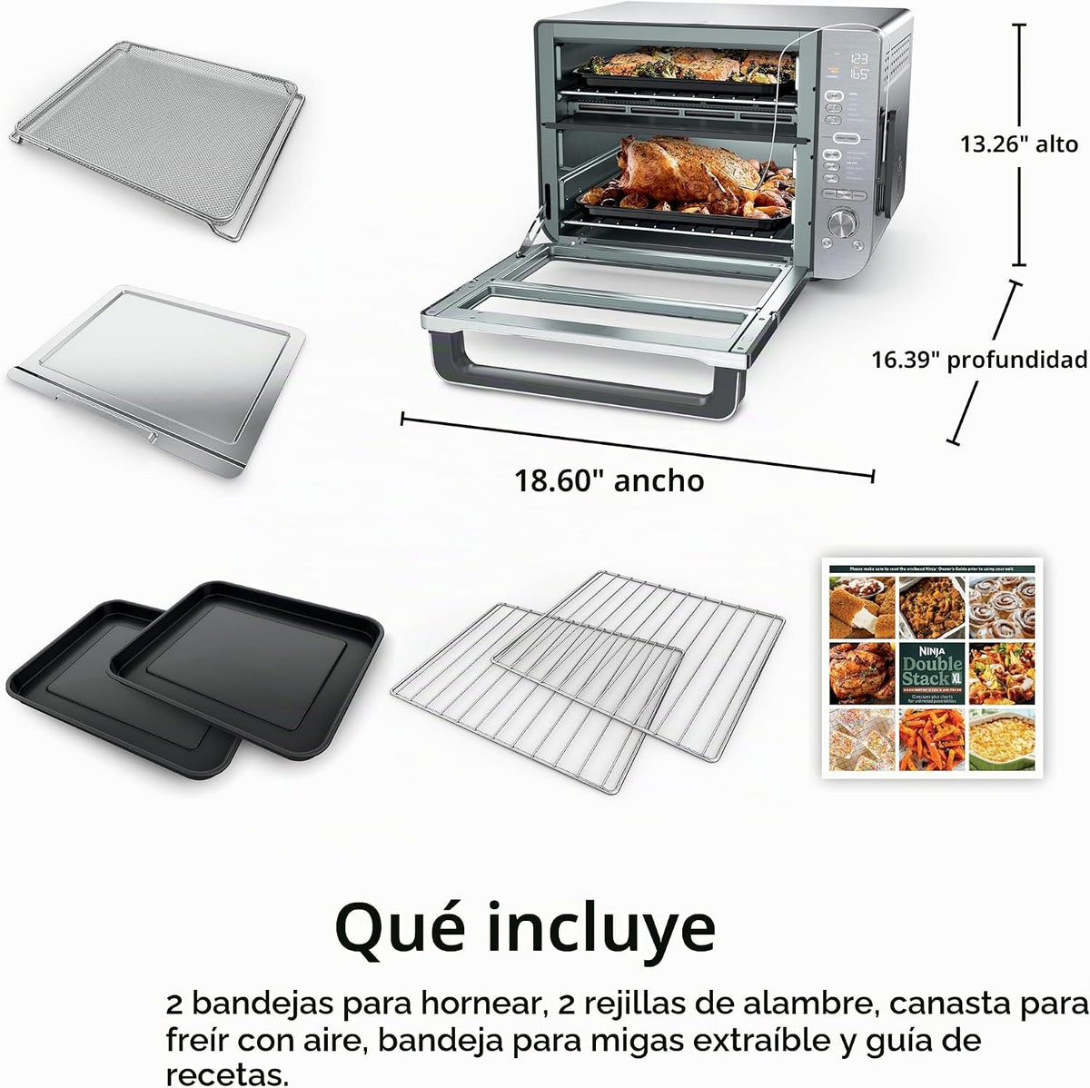 Ninja Horno de encimera de doble pila XL y freidora de aire con sis...