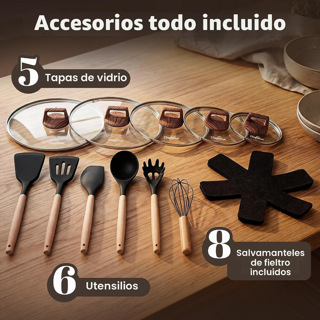 Juego de utensilios de cocina antiadherentes de cerámica de 30 piez...