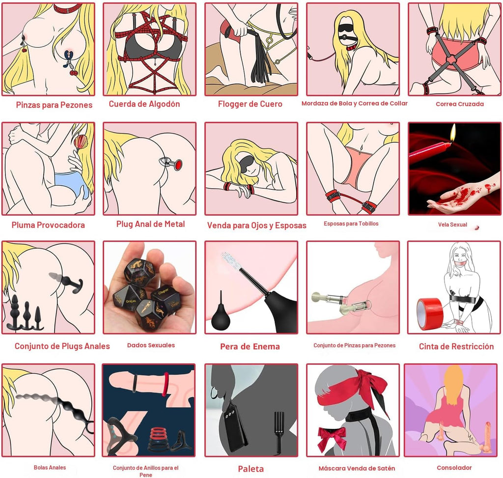 Juguetes sexuales, restricciones BDSM, consolador, kit de 36 piezas...