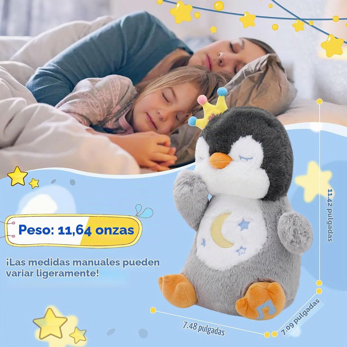 MIAODAM Animal de Peluche Pingüino con Respiración de Felpa para la...