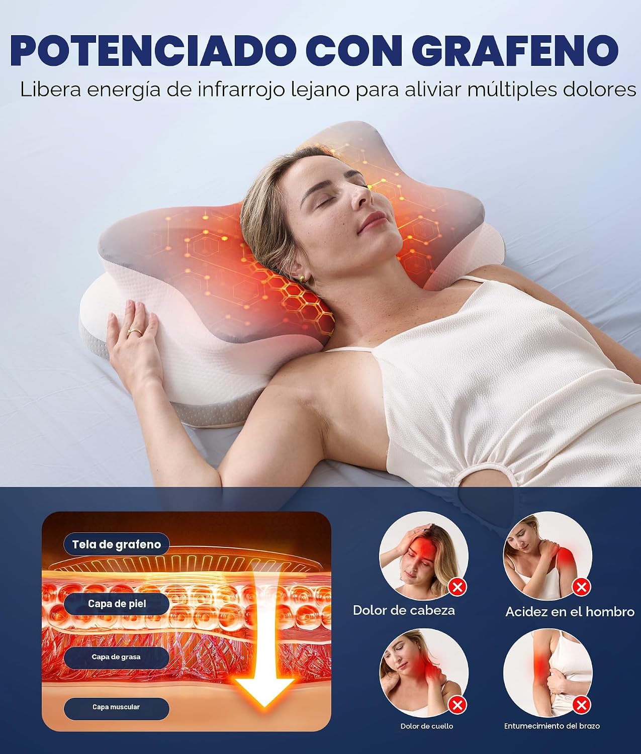 Almohada cervical para el cuello ultra alivio del dolor para dormir...