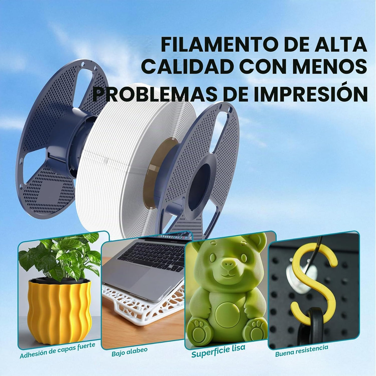 SUNLU Filamento PLA para impresora 3D, verde salvia, 2.2 lbs | Fila...