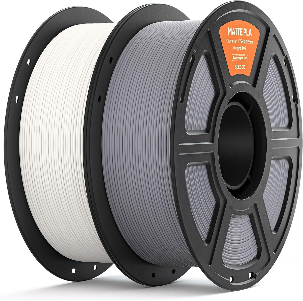 ELEGOO Filamento PLA mate para impresora 3D de 0.07 in, blanco y gr...