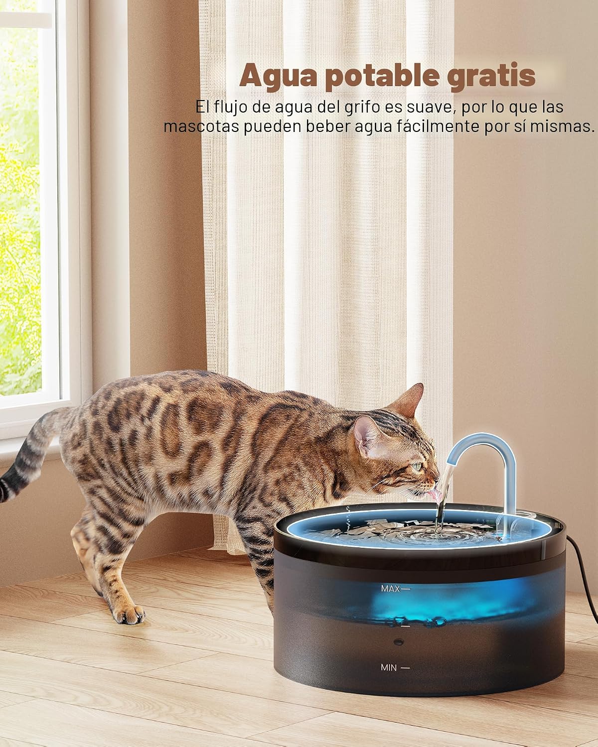 Fuente de agua para gatos: fuente para gatos de 108 oz\/3.2 L, fuen...