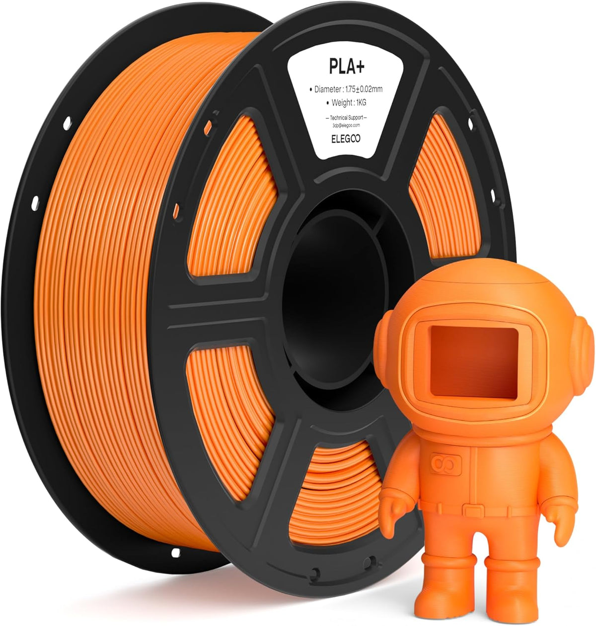ELEGOO PLA+ Filamento para impresora 3D de 0.07 in, color naranja,...