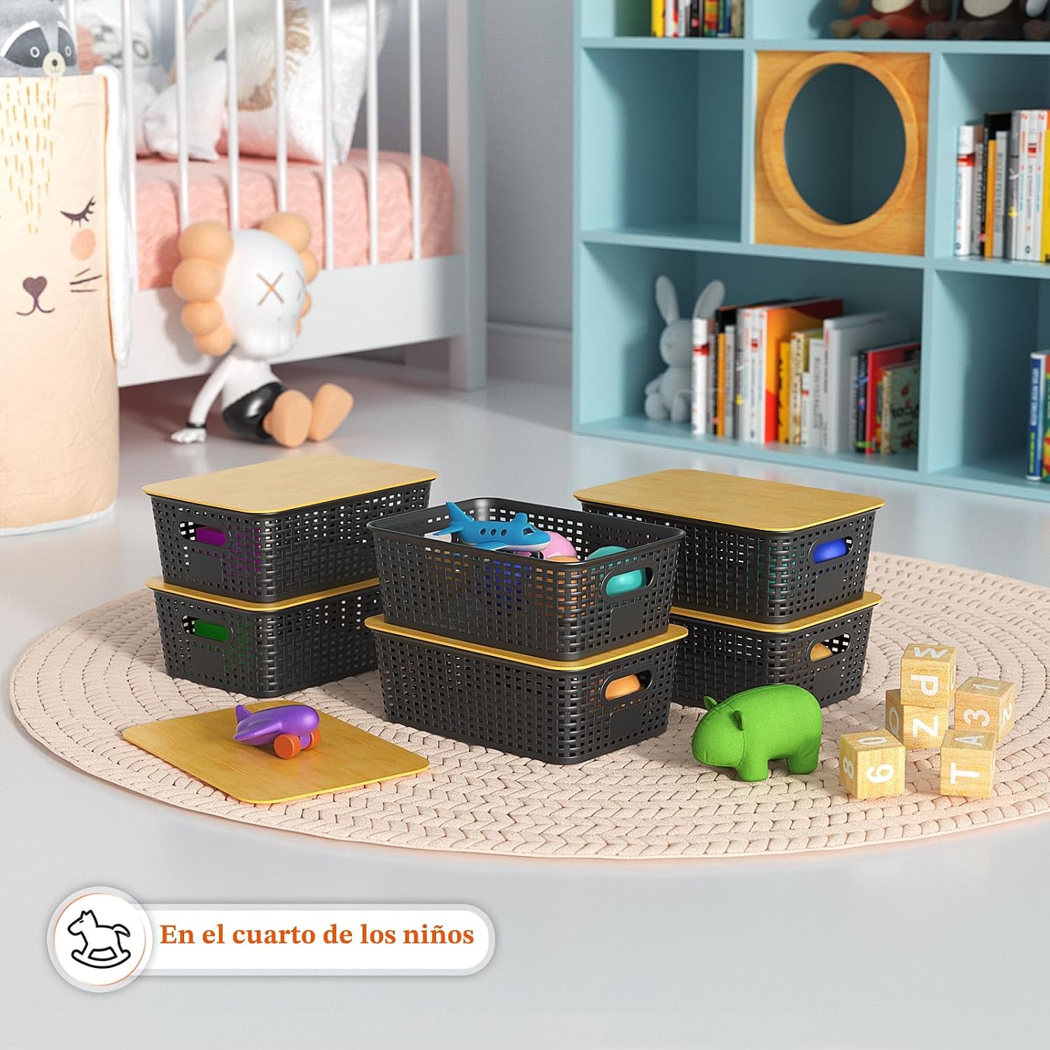 Ohmlove - Paquete de 6 cestas de almacenamiento de plástico con tap...