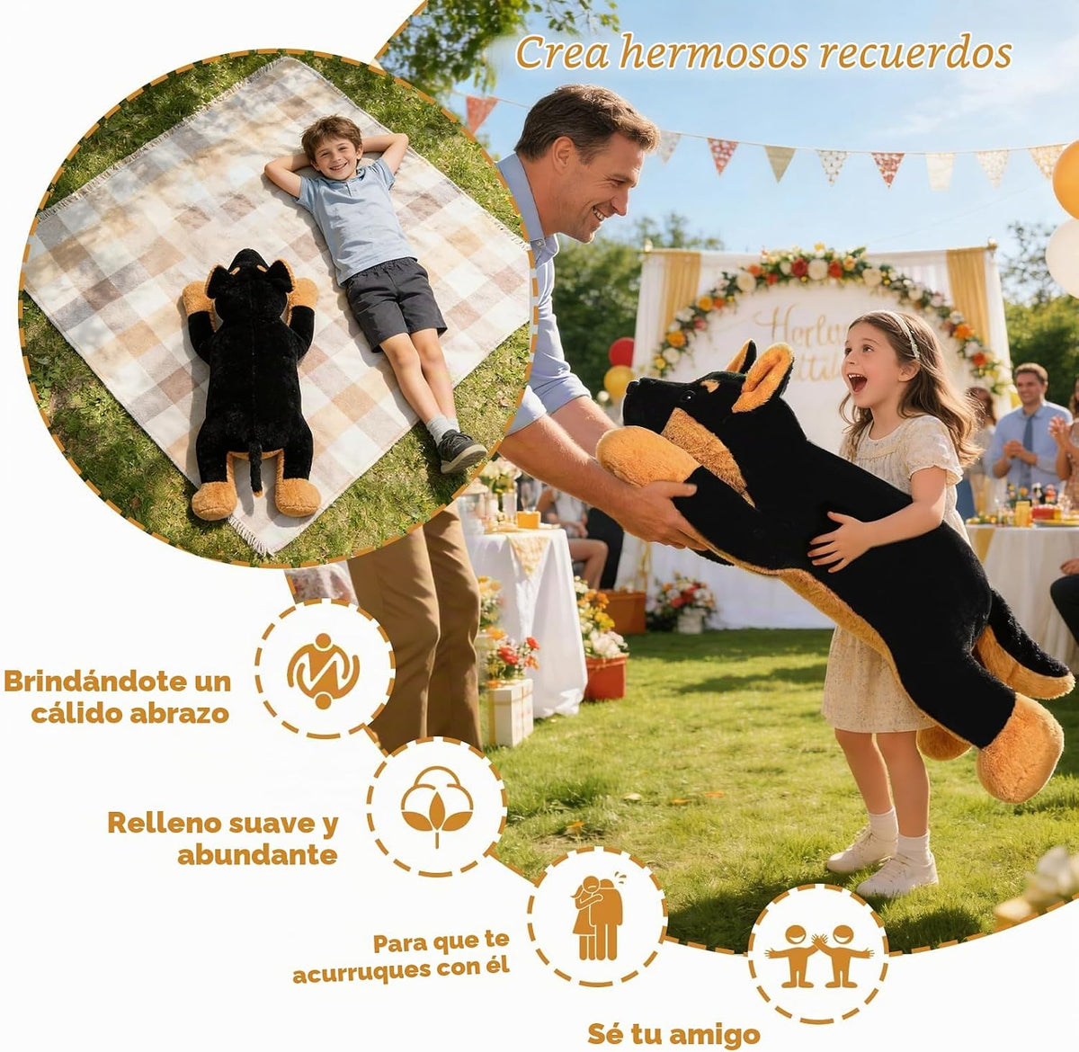 ZBLX Peluche de perro pastor alemán gigante, animal de peluche gran...