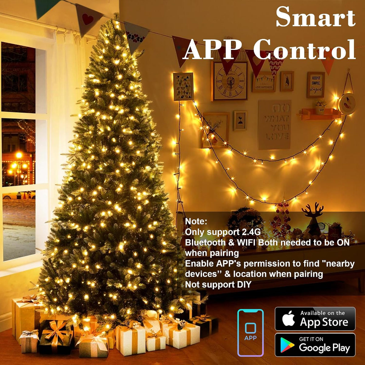 Brizled Luces navideñas inteligentes, 98.4 pies 300 luces LED que c...