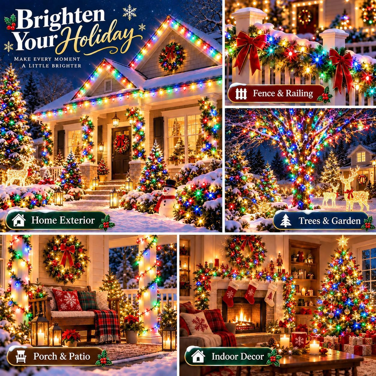 Guirnalda de luces navideñas conectables de 88 pies y 240 LED para...