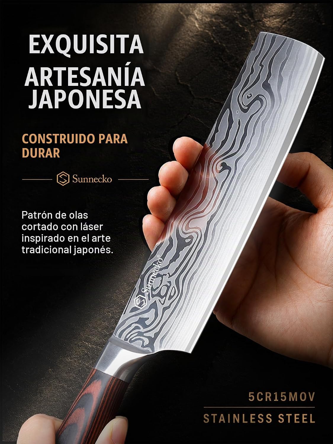 Sunnecko Nakiri - Cuchillo de chef de 7 pulgadas para cortar carne...