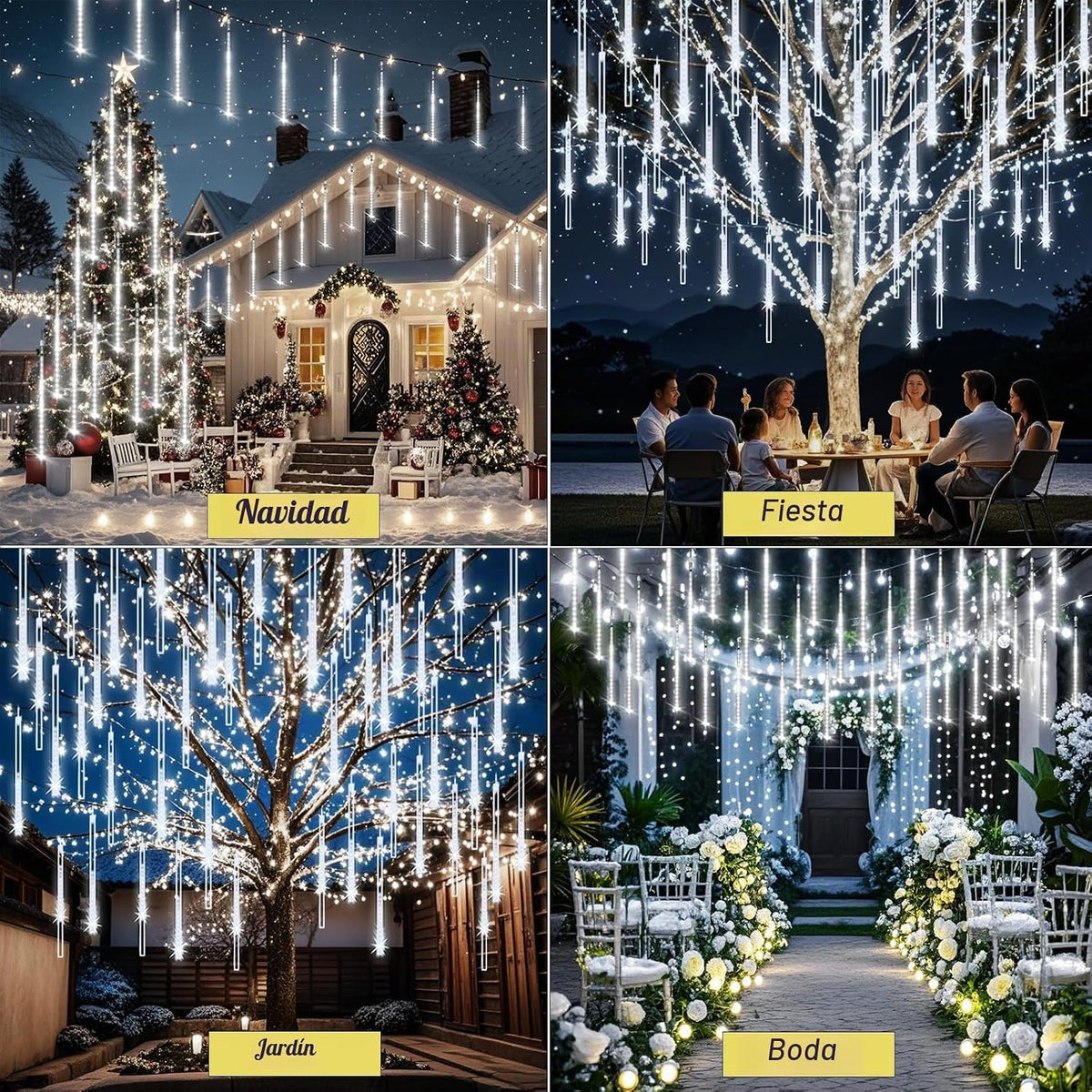 Adecorty Luces navideñas para exteriores, luz de lluvia de meteorit...