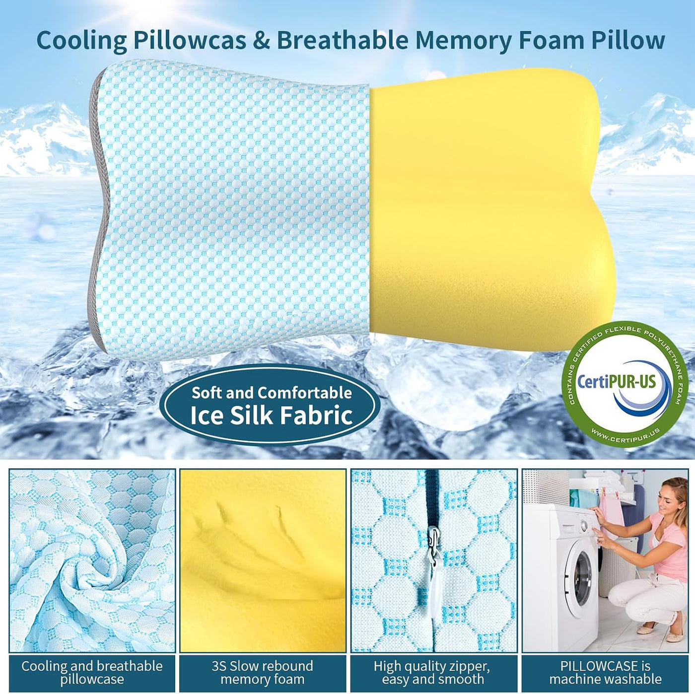 Almohada cervical de contorno de espuma viscoelástica para aliviar...