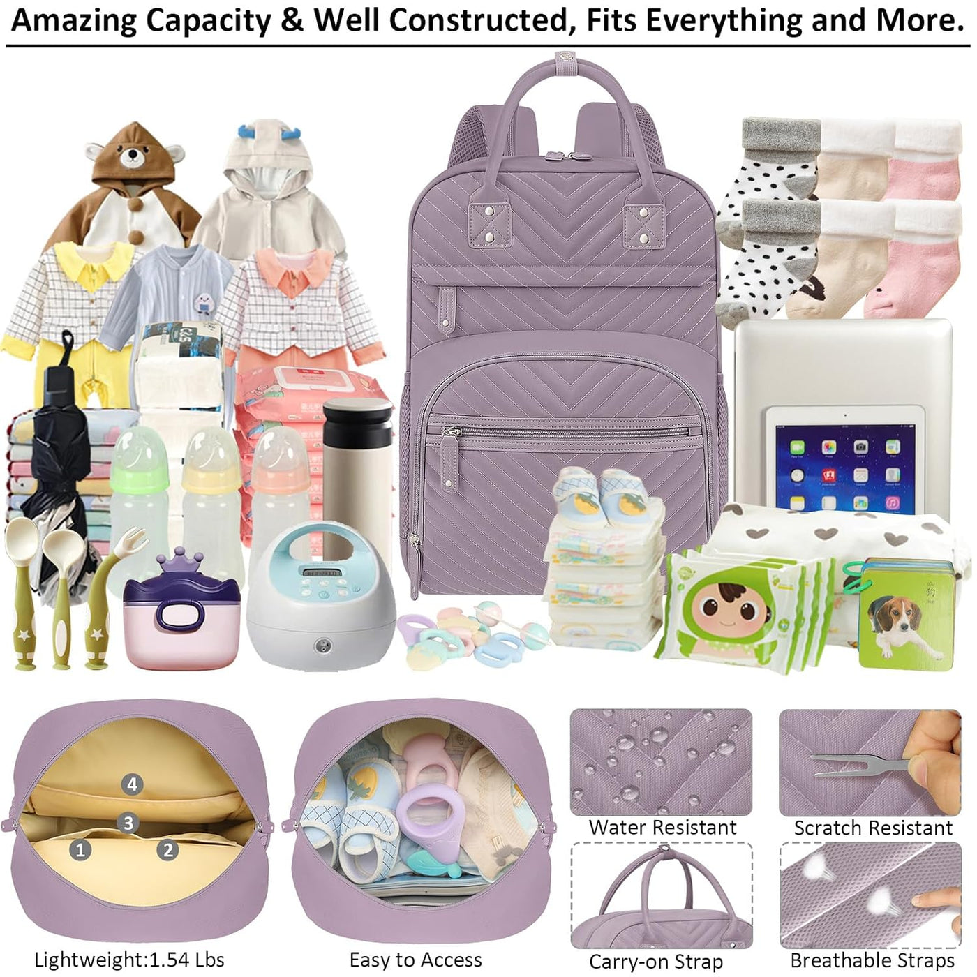 Tenot Bolsa de pañales para mujer, de gran capacidad, bolsa de bebé...