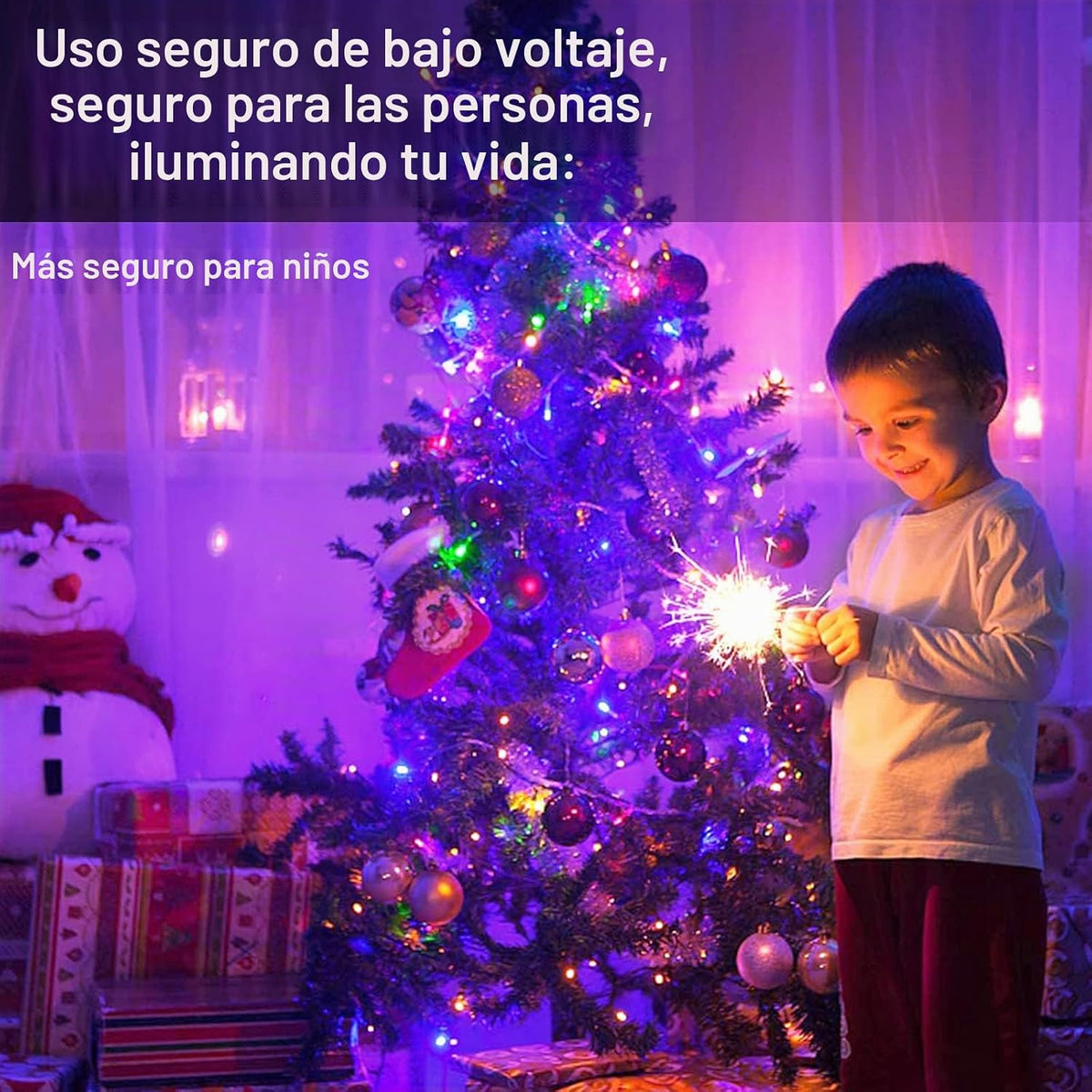 JMEXSUSS 300 luces LED multicolor para árbol de Navidad, cable tran...