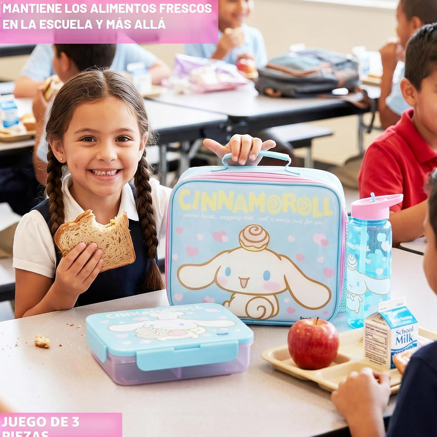 Get Trend Cinnamoroll Bolsa de almuerzo para niñas, caja Bento y bo...