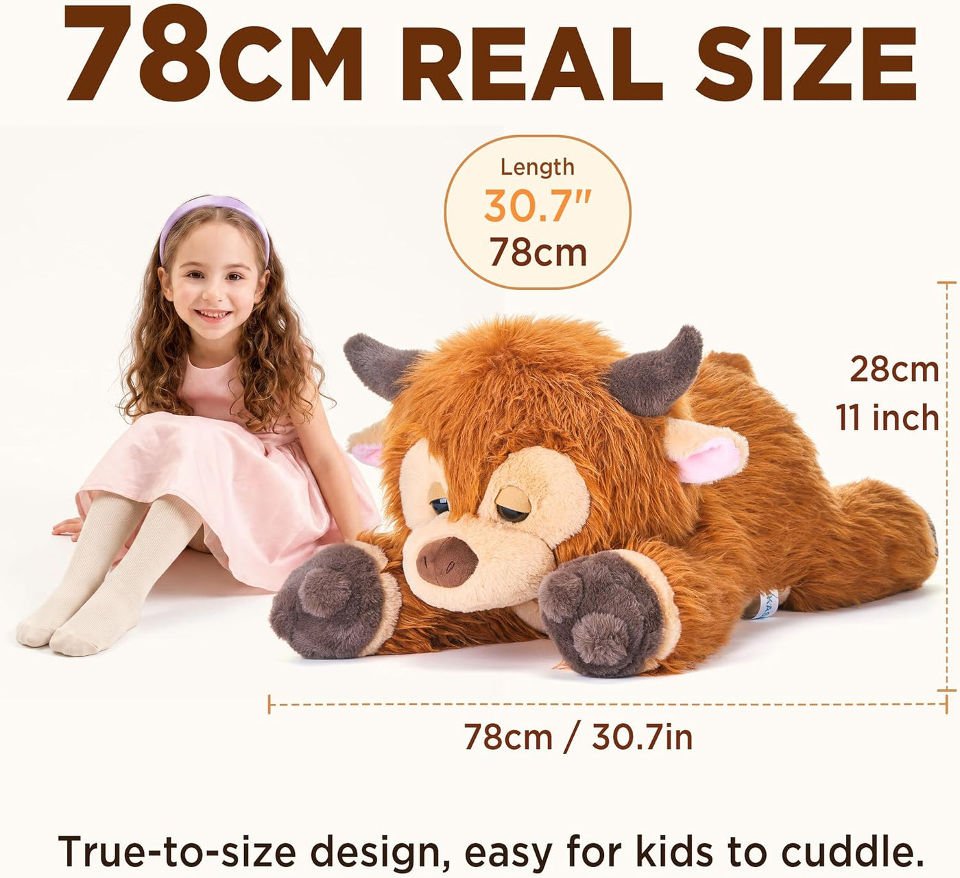 IKASA - Animal de peluche gigante de vaca de las Tierras Altas esco...