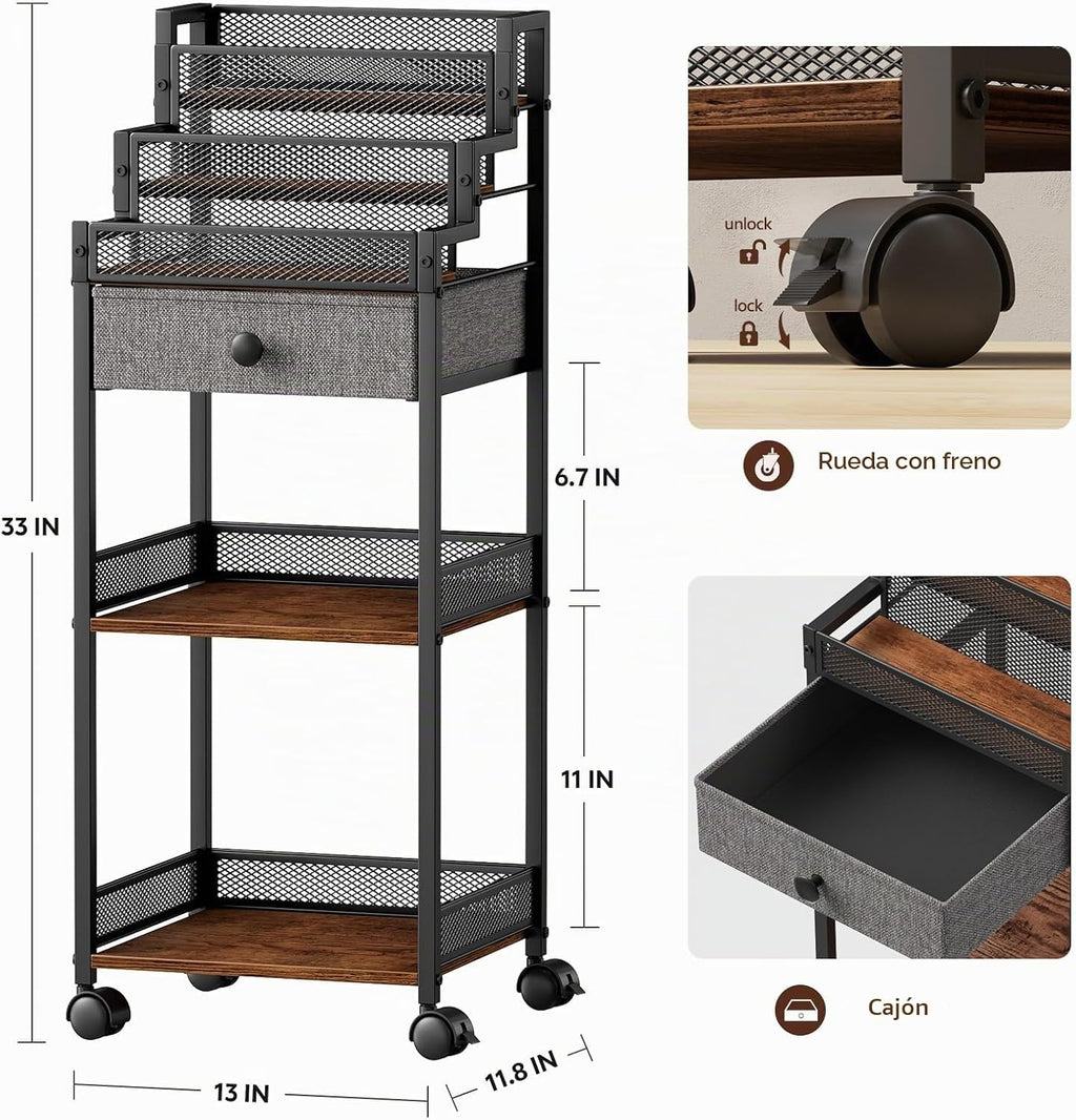 Carrito organizador de maquillaje Plaviya con cajón para tocador y...