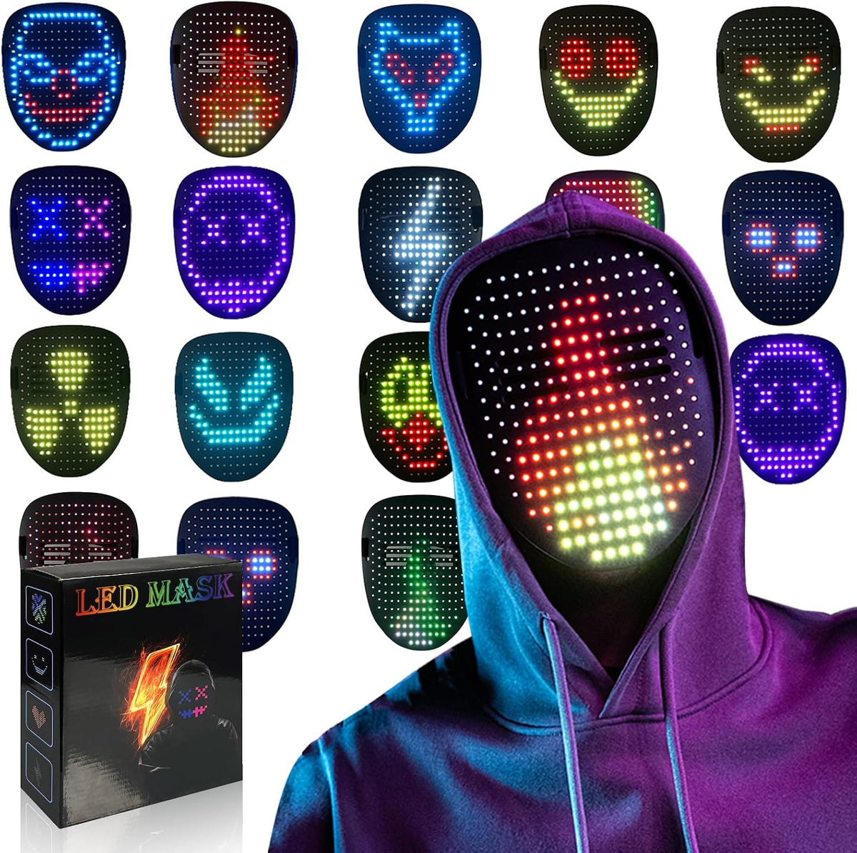 COOLGUARDER - Máscara LED con detección de gestos, máscara facial t...