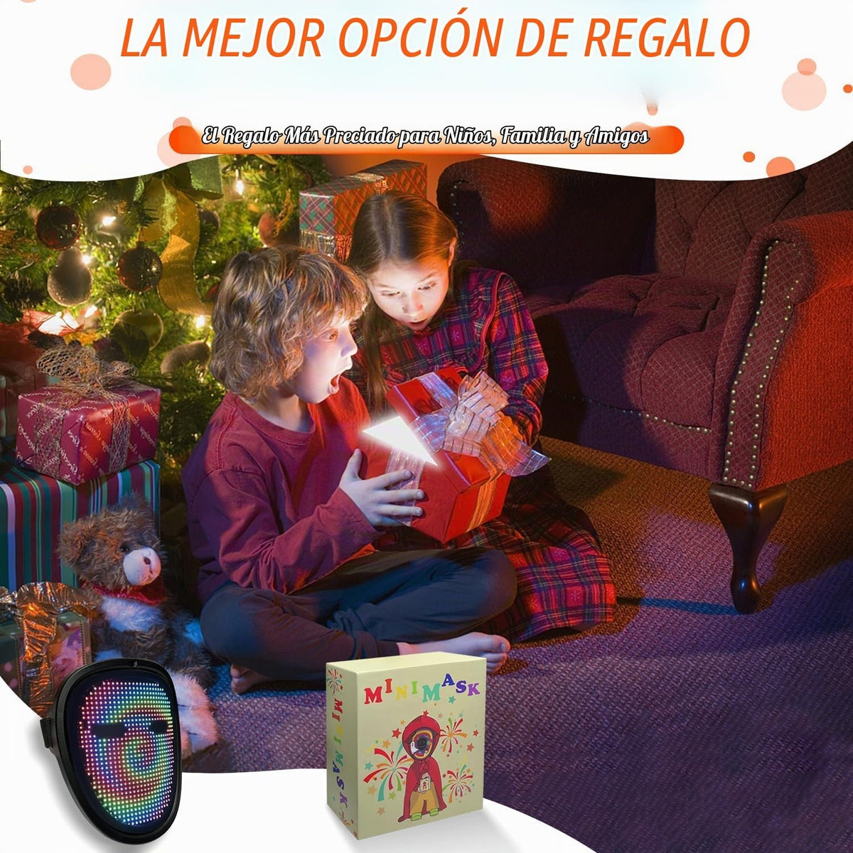 MOYACA Máscara LED con luz, máscara que se ilumina con detección de...