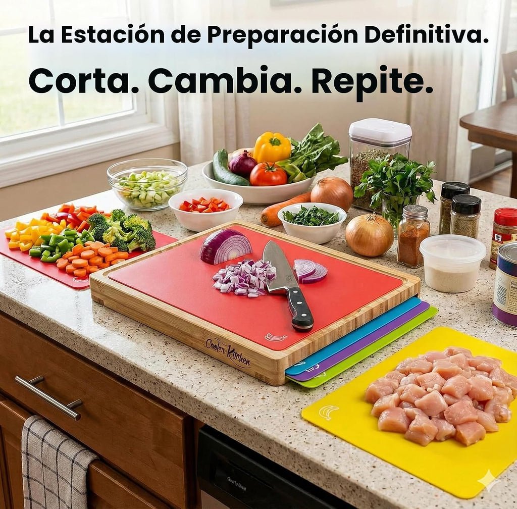 Juego de tablas de cortar de madera de bambú Cooler Kitchen con 6 t...